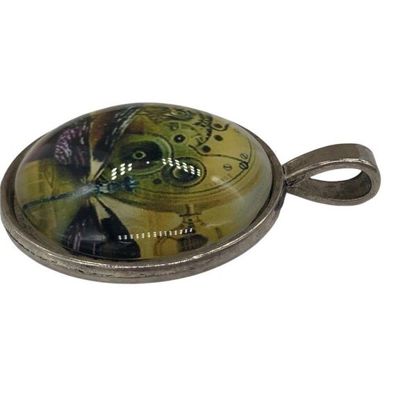 Steam Punk Dragonfly Watch Motif Pendant Glass Dog-tag Bag Charm - Picture 4 of 10